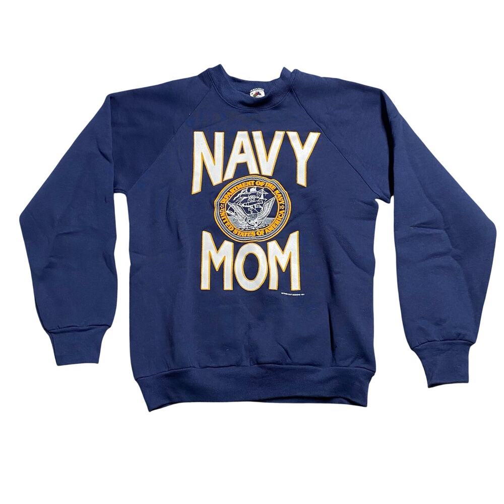 Vintage United States US Navy Mom Blue Crewneck Sweatshirt Women’s Size Medium